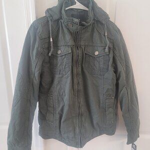 XRay Jeans Gray Workwear & Winter Jacket 100% Cotton With Hood Sz. Small  NWT